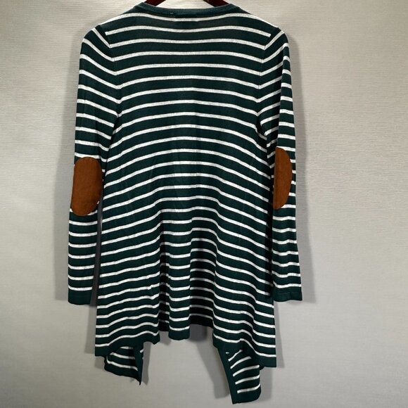 Market & Spruce Sweater Womens Small Cardigan Green Stripe Stretch Knit Open - Picture 7 of 8